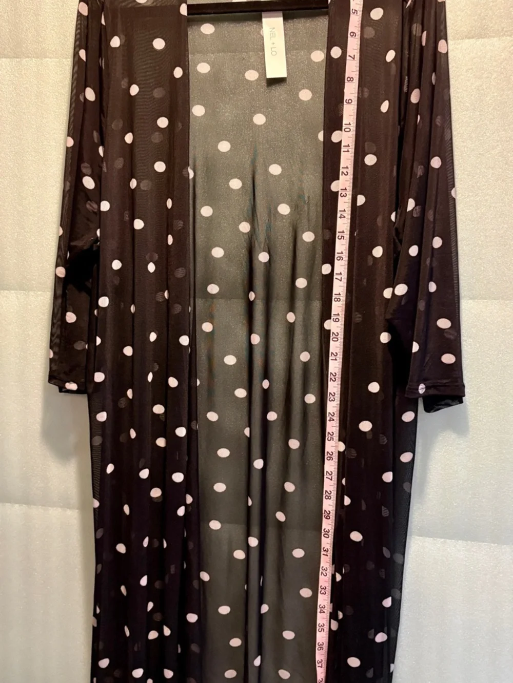 Nel + Lo Black & Pink Polka Dot Sheer Swim Coverup Layering Piece.